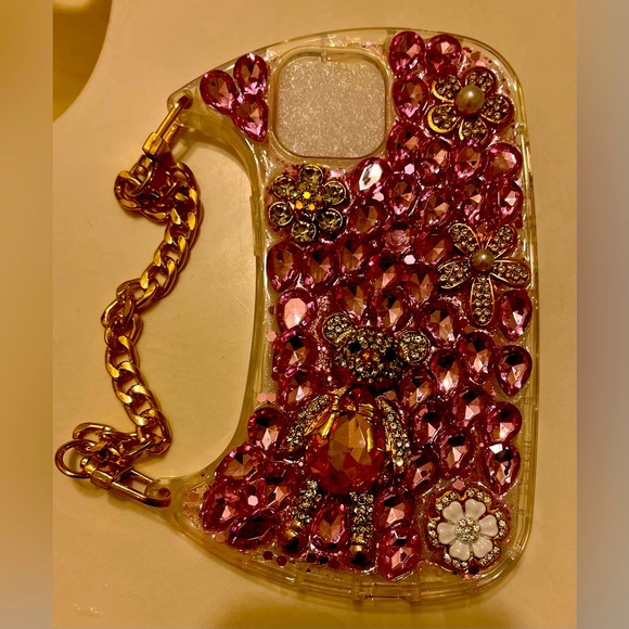 iPhone 13 Full Pink Diamond Rhinestones Bag Style Phone Case NWT - Picture 2 of 7